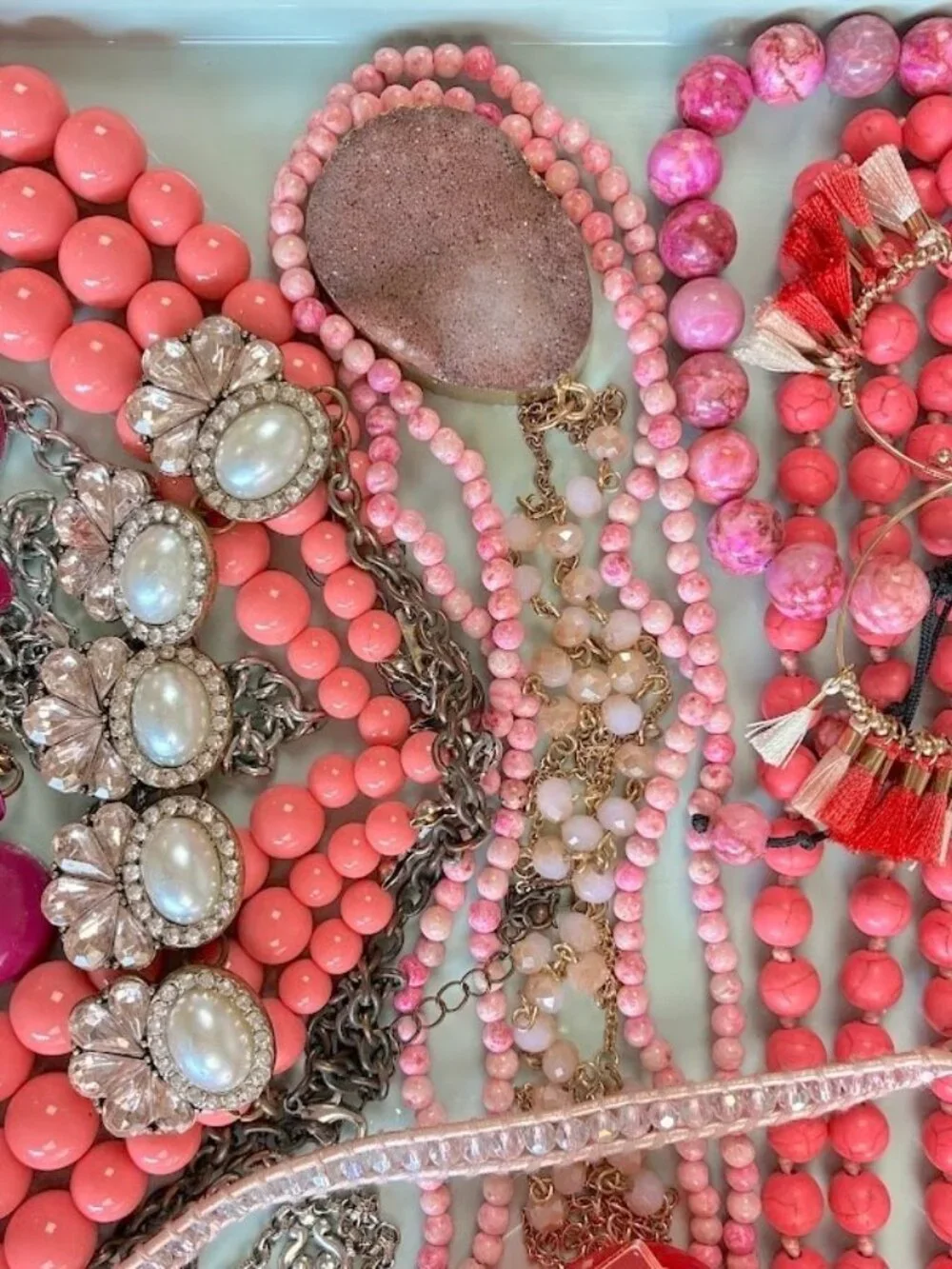 Jewelry Lot PINK Vintage to Now Wearable Costume Craft Gold & Silver Tone 24 Pc.